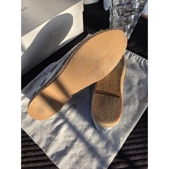 Brunello Cucinelli Womens Sky Blue Espadrille Flats Leather Size US 9.5 EU 40 - Picture 15 of 16